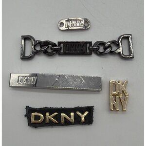 DKNY Shoe Emblems Set Of 5 - Gold & Silver Metal Logos For Repairs Or Crafts